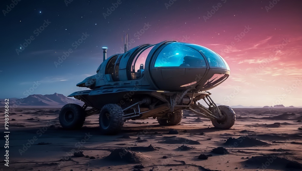 Space Rover Liveable Space Rover on an Alien Planet. Exploring Space and Planets. Mission to ...