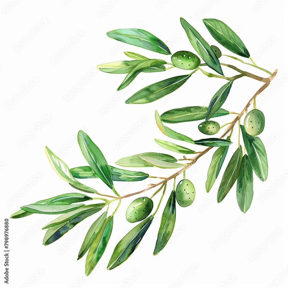 Clipart of a biblical olive branch watercolor