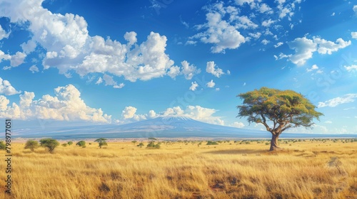 A tree standing in an African savanna
