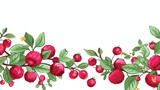 Horizontal backdrop decorated with lingonberries ha