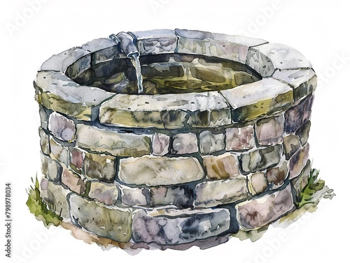 Wallpaper Mural Watercolor illustration of a stone water well clipart Torontodigital.ca