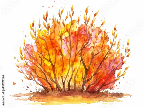 Wallpaper Mural Watercolor illustration of a burning bush clipart Torontodigital.ca