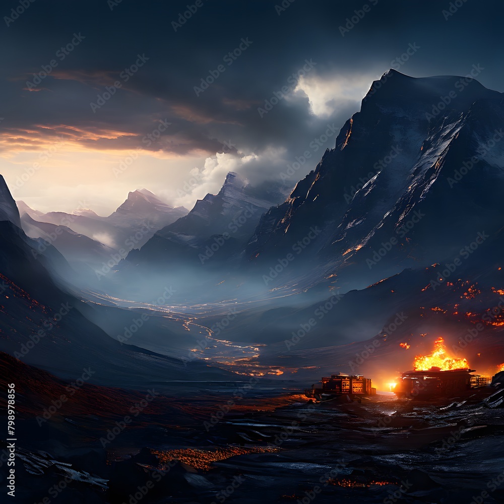 Serene Mountain in cinematic 4k theme. Nature background images. Serene mountains images.