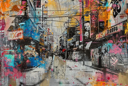 Wallpaper Mural A photo of a graffiti-covered street in Tokyo, Japan Torontodigital.ca