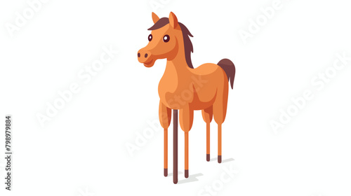 Horse on stick flat vector illustration. Animal hea