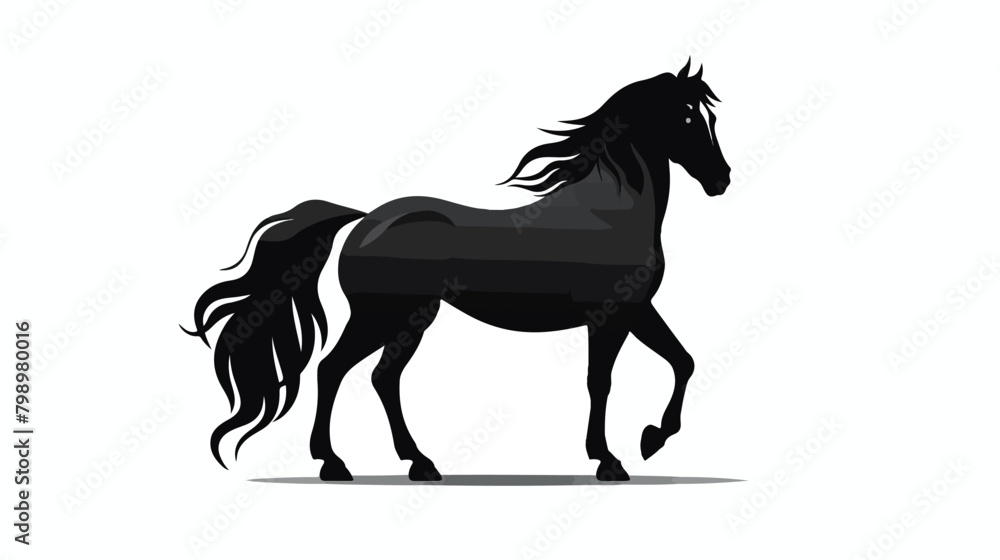 Horse silhouette. Stallion in rearing pose shadow s
