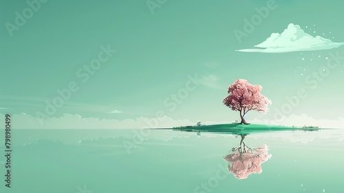 minimalist background green sky and water © Balzs
