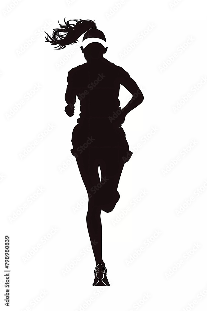 female runner silhouette vector illustration, isolated on white background
