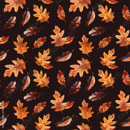 Intricate watercolor autumn leaves motif  perfect for enhancing textile  wallpaper  and poster backgrounds