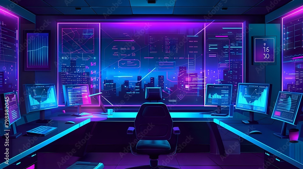 Cybersecurity Interface - Ultraviolet Secure Desktop - Vector Illustration of Office Technology Cybersecurity Interface - Ultraviolet Secure Desktop - Vector Illustration of Office Technology