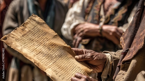 Hands of diversity holding a handwritten proclamation, celebrating freedom from slavery. International Day for the Remembrance of the Slave Trade and Its Abolition, August 23