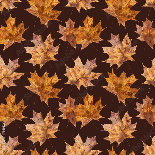 Rustic and cozy watercolor autumn leaves print  ideal for infusing warmth into textile  wallpaper  and poster backgrounds