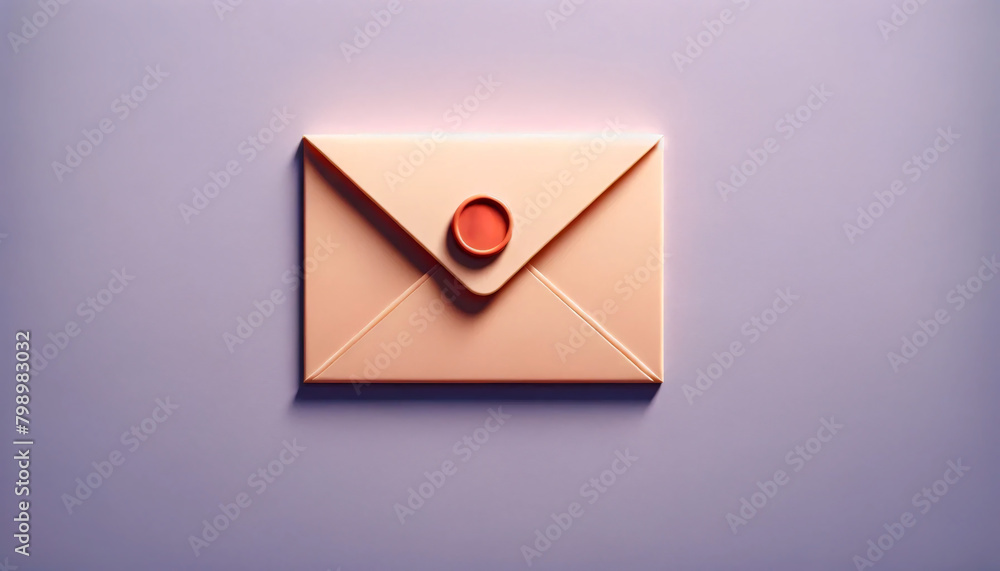 A minimalist of Envelope with a plain soft lavender purple background A minimalist of Envelope with a plain soft lavender purple background