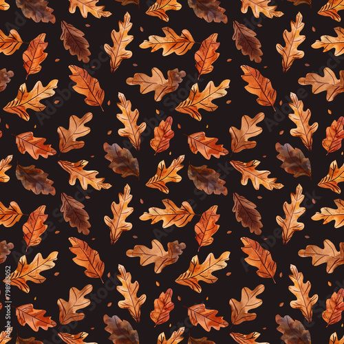 Vintage-inspired seamless design of watercolor autumn leaves, perfect for creating a nostalgic atmosphere in textile, wallpaper, and poster designs