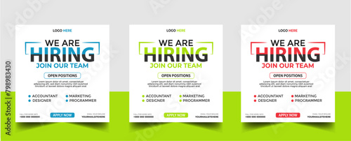 Hiring recruitment open job vacancy design vector social media post banner template or web banner layout
