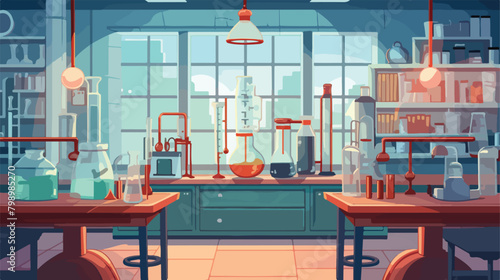 Interior of chemical laboratory with furniture micr photo