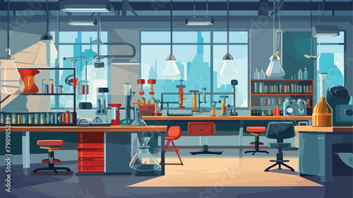 Interior of chemical laboratory with furniture micr