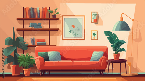 Interior of living room furnished with retro furnit © zoni