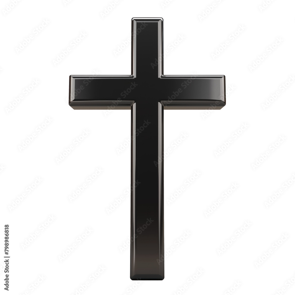 Black silhouette of a Christian cross  isolated on transparent background