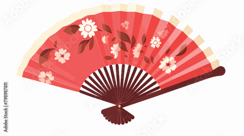 Japanese folding paper hand fan. Asian handheld ite