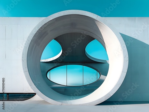 Majestic Architectural Masterpiece:Serene Futuristic Structure in Monochromatic Hues