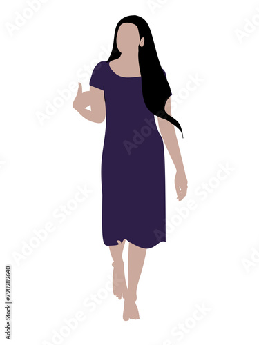 Woman walking illustration vector drawing.silhouette of a person
