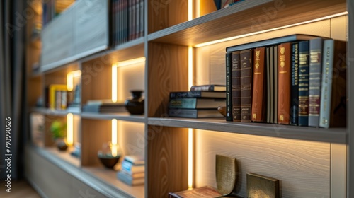 Stylish Reading Nook: Illuminated Bookcase with Literature Collection
