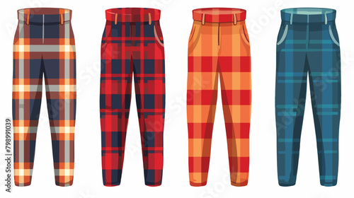 Kids pants with checkered print. Childs summer trou photo
