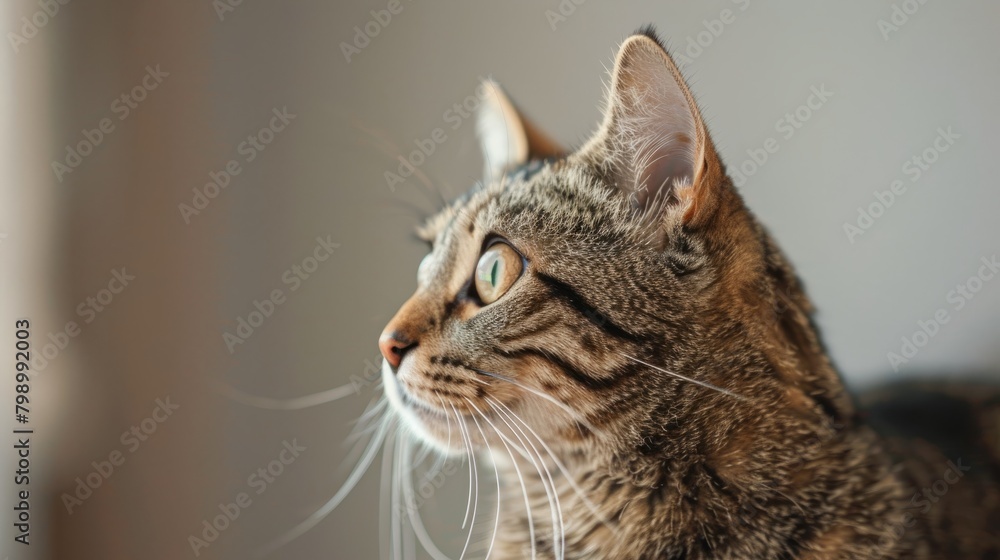 Expressive Tabby: Feline Profile with a Focused Gaze