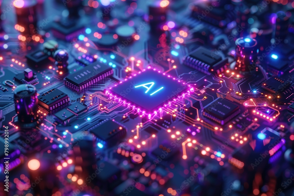 Artificial Intelligence (AI) concept, Abstract AI processor and quantum computer background. Artificial Intelligence (AI) concept, Abstract AI processor and quantum computer background.
