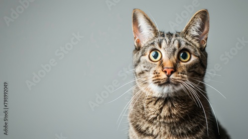 Intense Gaze of a Tabby Cat in Studio Setting