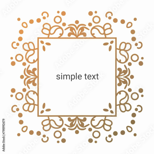 Gold colored vector label frame border blank template simple line art