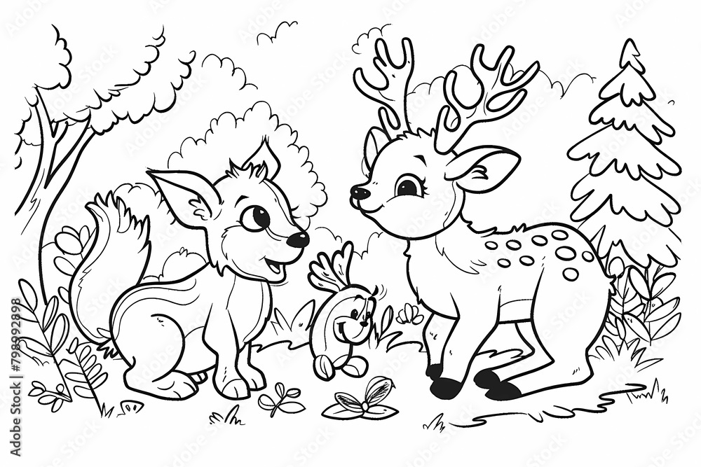Obraz premium Forest Friends Coloring Adventure