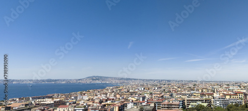 Portici is a town and comune of the Metropolitan City of Naples in Italy and lies at the foot of Mount Vesuvius on the Bay of Naples. Aerial view photo