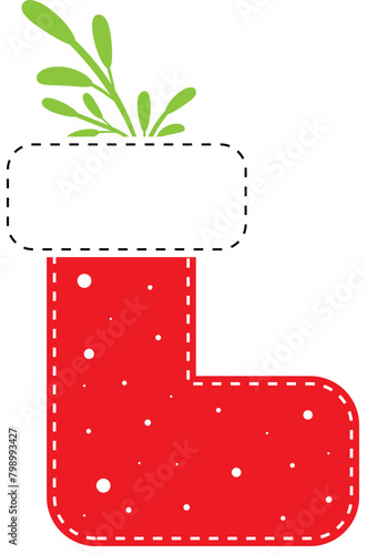 Flat vector art illustration design of a beautiful and simple decorative christmas sock or stocking for wishes, greetings, cards, etc. on transparent background