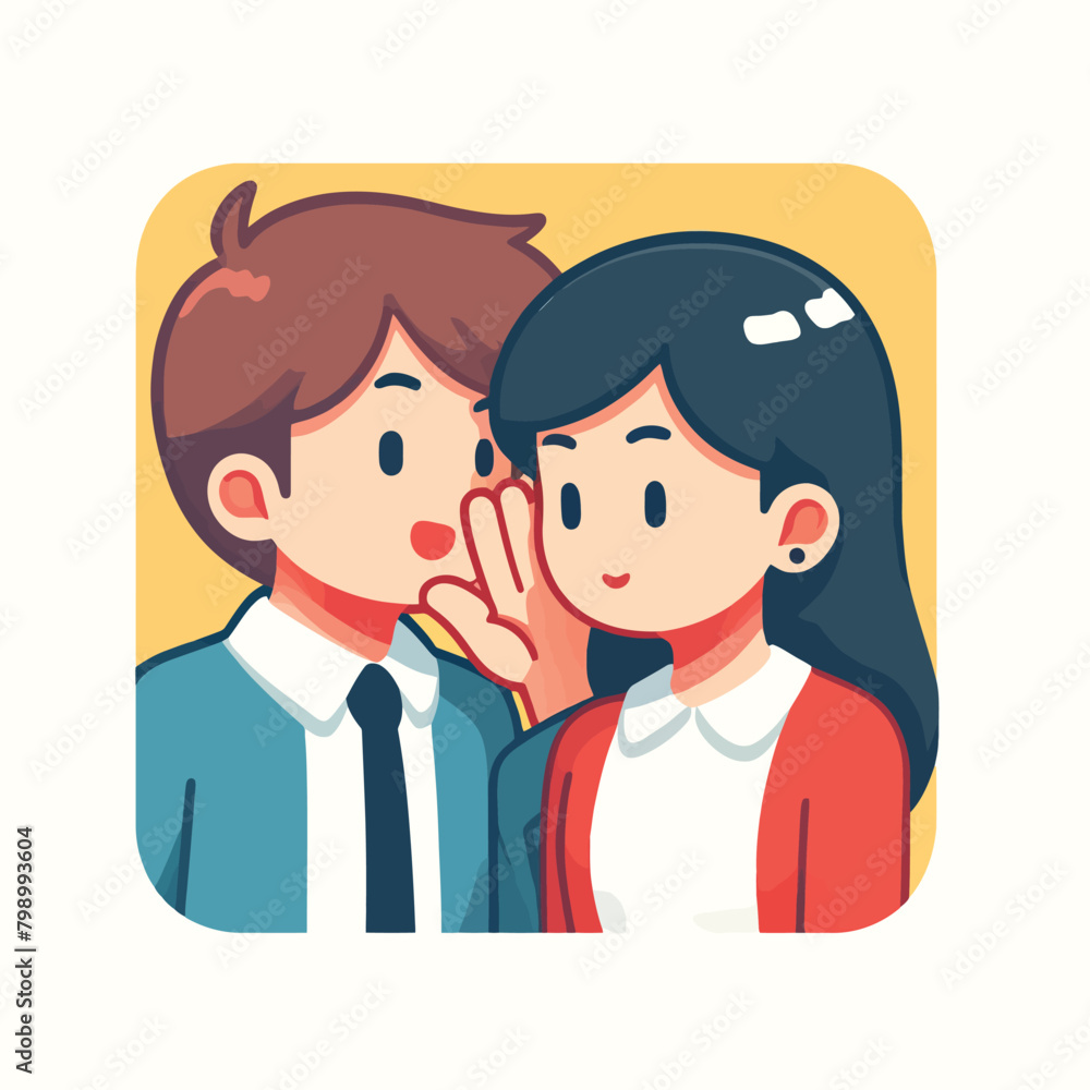 illustration of a man whispering to a woman illustration of a man whispering to a woman