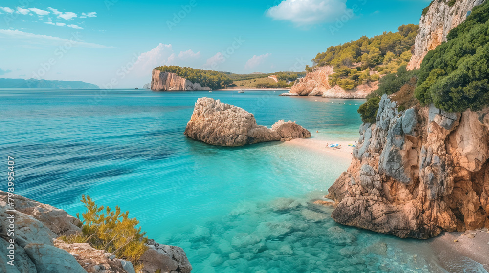Mediterranean beach with turquoise blue water