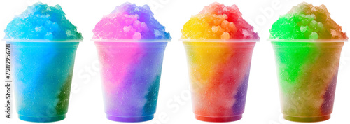 set of colorful summer slushies, cut out