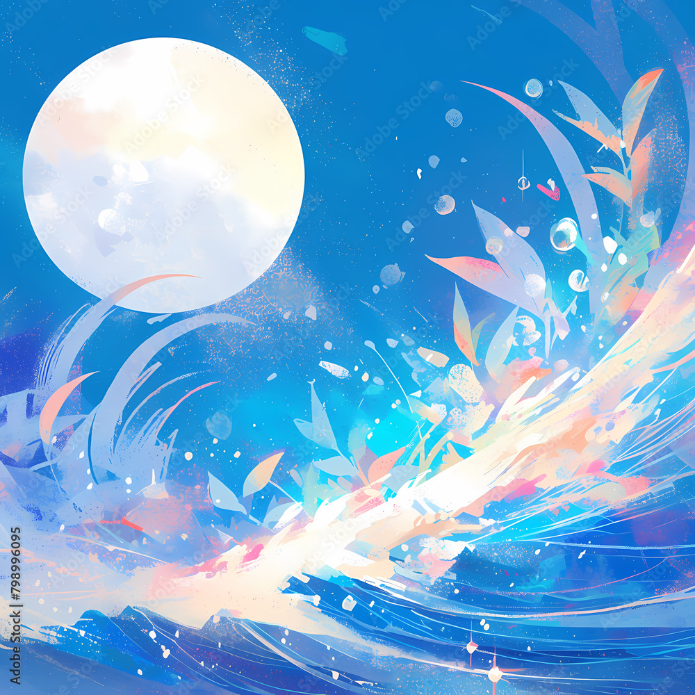Ethereal Digital Wave in Blue and White with Mystic Energy - Perfect for Technology Exploration or Stylized Backgrounds