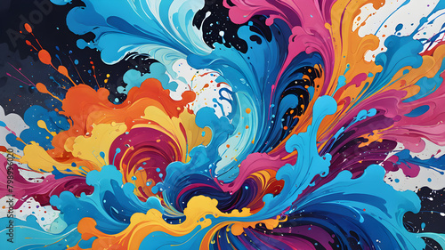 Fantasy Art of Vibrant Abstract Ink Swirls and Colorful Patterns