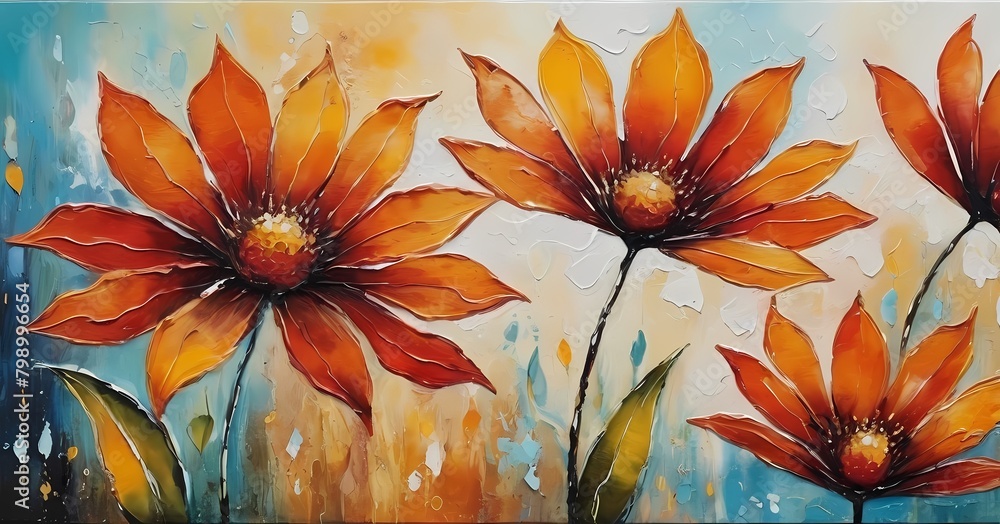 Abstract flowers oil painting generative AI illustration Abstract flowers oil painting generative AI illustration