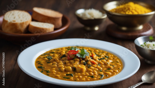 Dal Tadka, Indian Recipe, Spicy Dal curry,Lentil soup ,Indian cuisine.Selective focus.