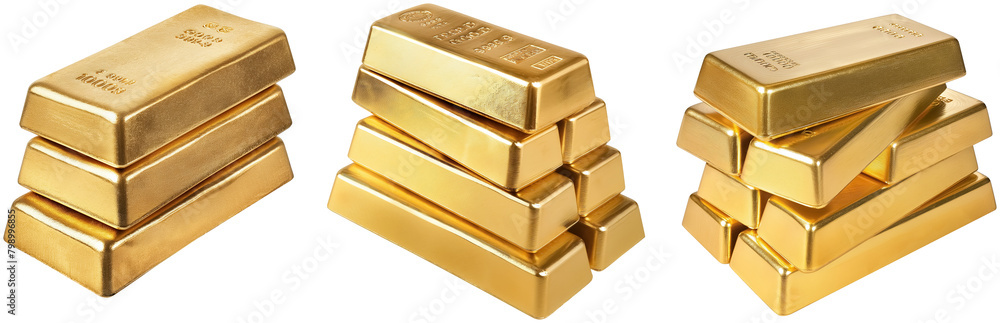 set of golden bars stacks, cut out set of golden bars stacks, cut out