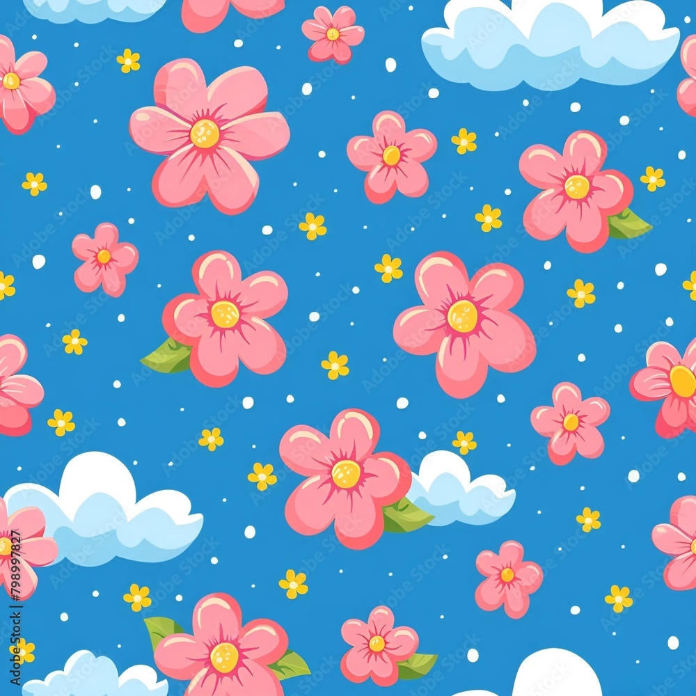 seamless pattern with sky flowers seamless pattern with sky flowers