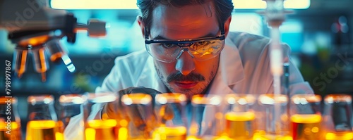 A research scientist working with robotics and automation technology in a high-tech laboratory
