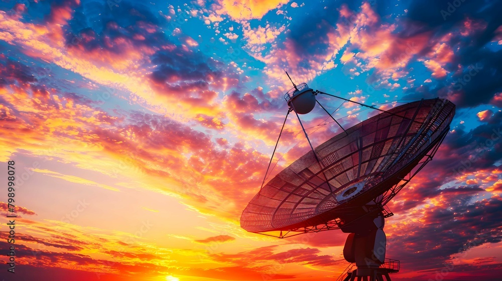 Satellite dish receiving signals from space satellites to provide internet access Satellite dish receiving signals from space satellites to provide internet access