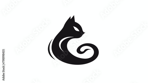 Logotype with silhouette of cat. Logo with domestic