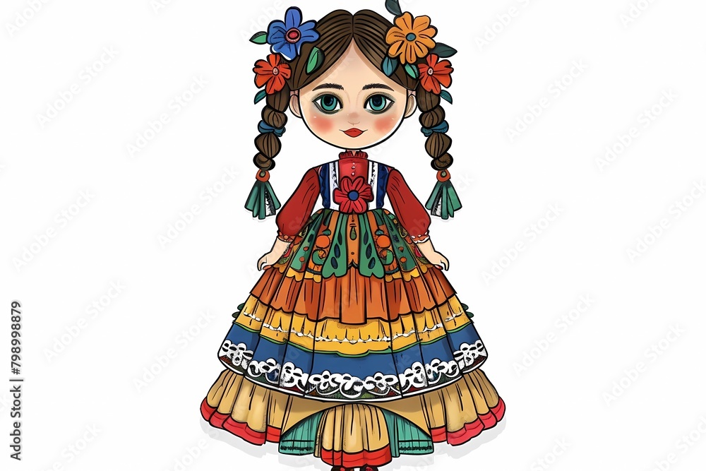 Traditional Folk Doll Illustration