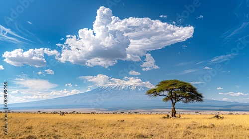 A tree standing in an African savanna