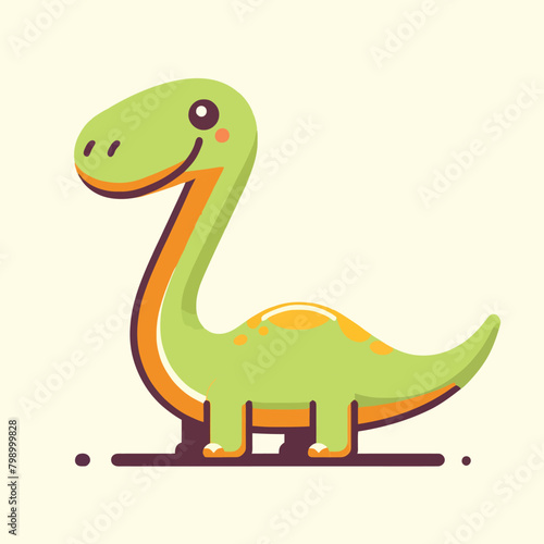 cartoon illustration of long neck dinosaur Brontosaurus © Ngilustrasi